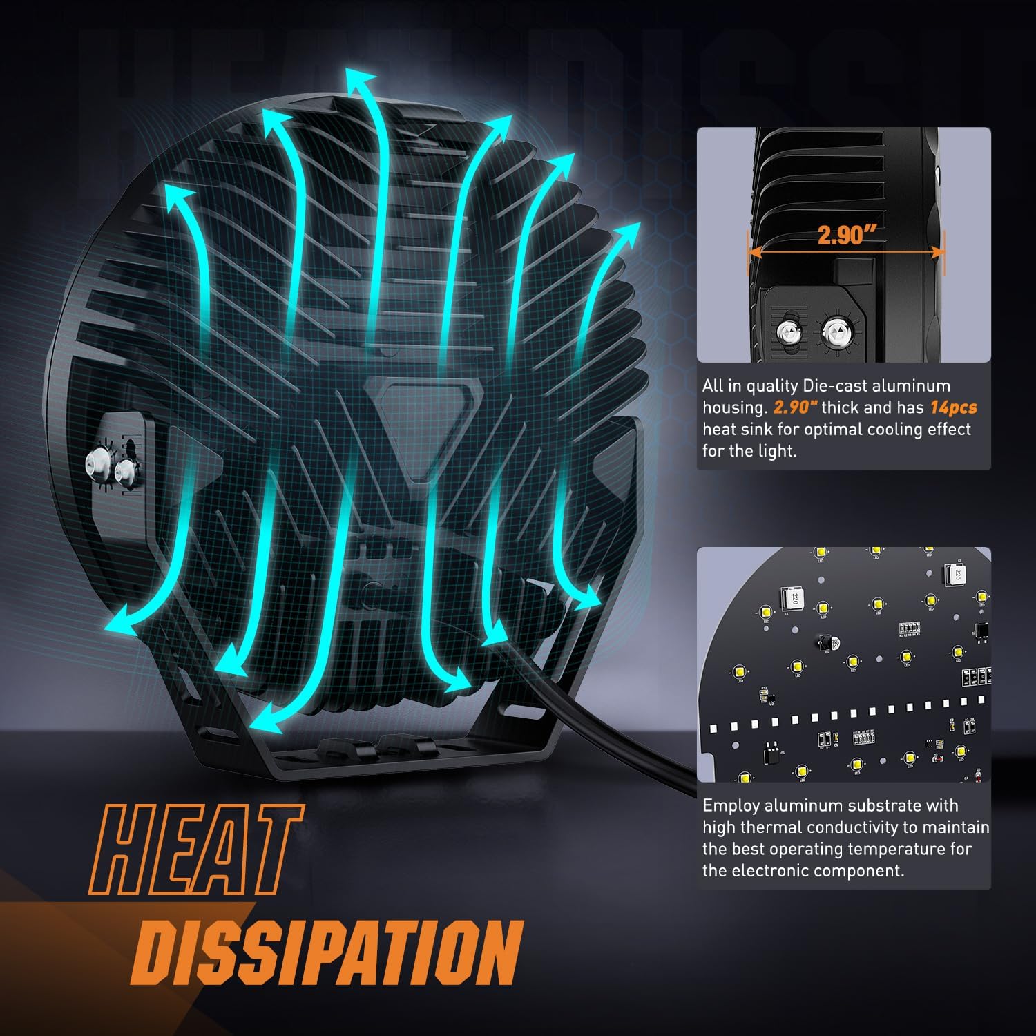 Nilight LED Offroad Driving Lights with Amber DRL 2PCS 9 Inch Round 140W IP68 Spot Flood Combo Work Light Bar with 12AWG DT Connector Wiring Harness Kit for 4x4 Truck ATV UTV SUV