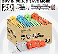 Vista 2 de Box Cutter, 20-Pack Tough Folding Box Cutter Bulk for Heavy Duty Purpose, Razor Sharp Utility Knife Bulk, with Extra 50-Piece Blades, Can cut
