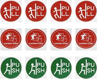 Push Pull Caution Glass Sign, 12 Pack Waterproof Push and Pull Signs