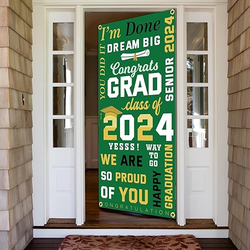 Miniatura 6 de Congrats Grad - Cartel para puerta de clase de 2024, decoración de fiesta de graduación, cubierta de puerta de felicitaciones para personas mayores