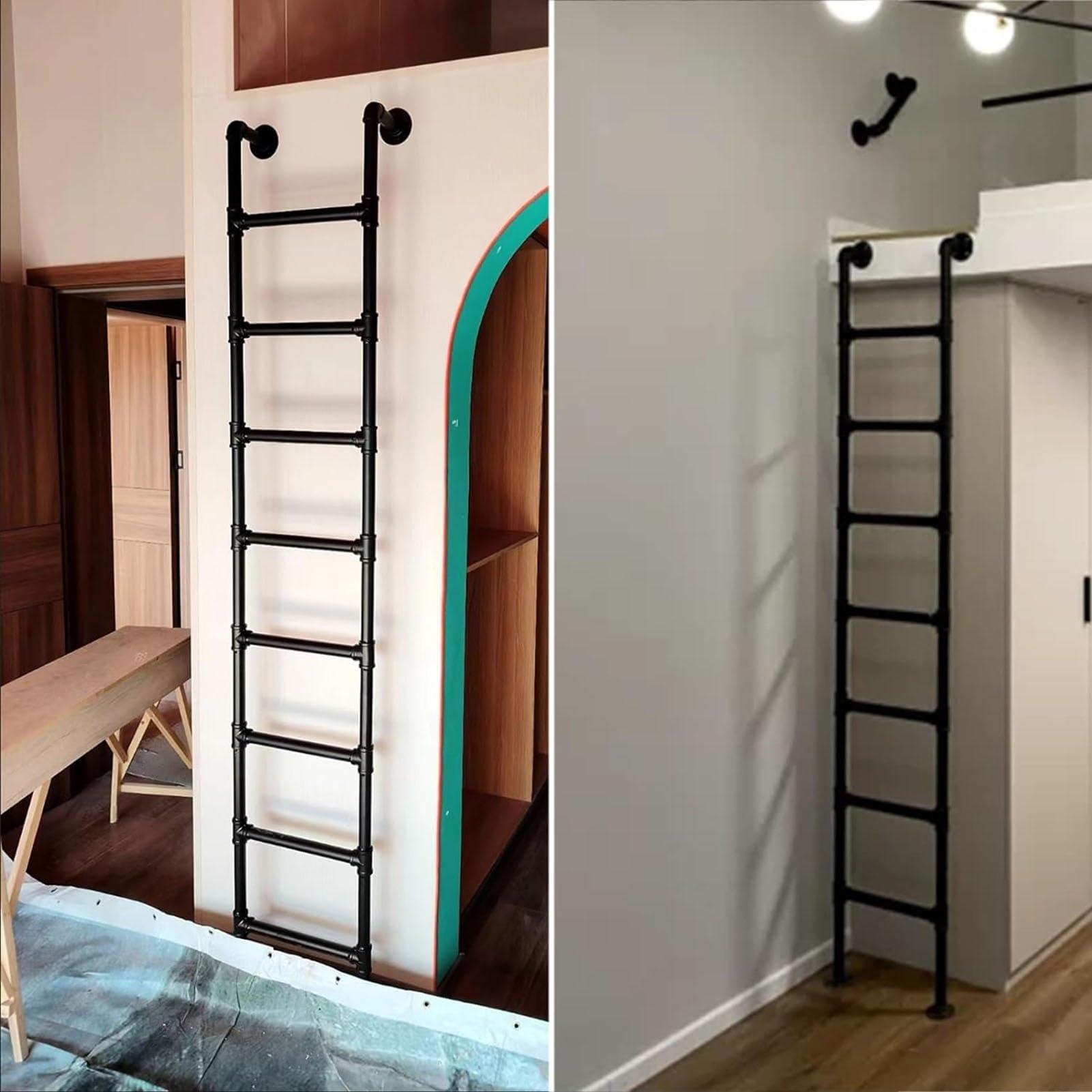 Scala in Metallo per casa/soppalco, Altezza 1,8 m, Scala di Ingresso/Uscita, Scala di Fuga per finestre/pozzo, Scala di Emergenza per Letto a Castello, Portata 150 kg, Robusta e sa