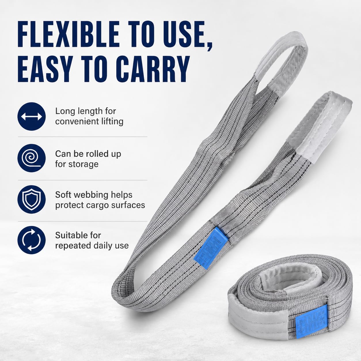 Eslinga de Elevación de Correas Planas, Eslinga de Carga 4T, Correa de Carga de Grúa Plana Accesorio de Correa Engrosada PES para Levantar una Mercancía o un Vehículo (Piezas)