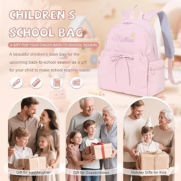 Custom Toddler Backpack With Name, Monogrammed Kids Backpack, Children's School Bag for Girls Boys, Preschool Back to School Gift (Black)