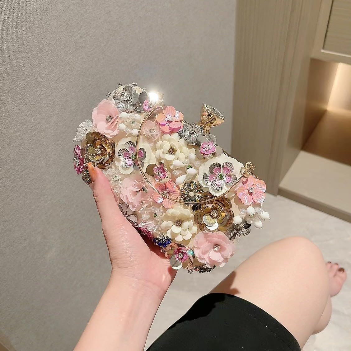 Evening Bag Beaded Clutch Purses for Women Flower Clutch Floral Purse Handbag Wedding Guest Dress Party Clutches Fancy - Image 2