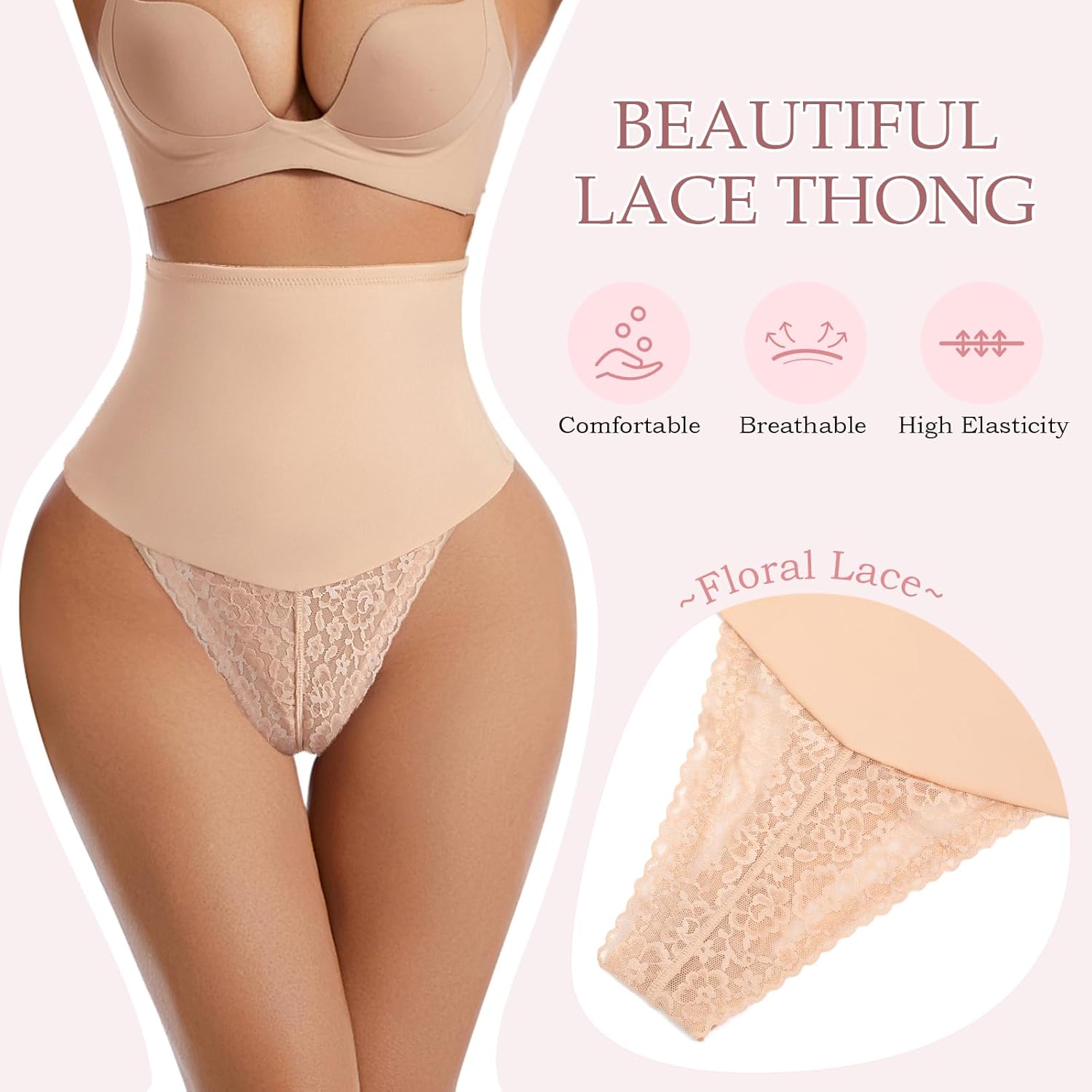 Dulchany Tummy Control Thong Shapewear for Women Seamless Panties Body Shaper Girdle Panty Lace Shaping Underwear - Image 5