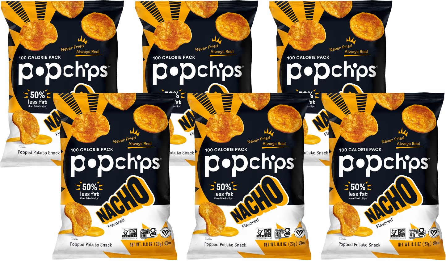 Popchips Nacho Potato Chips, 0.8 Oz (Pack of 6)