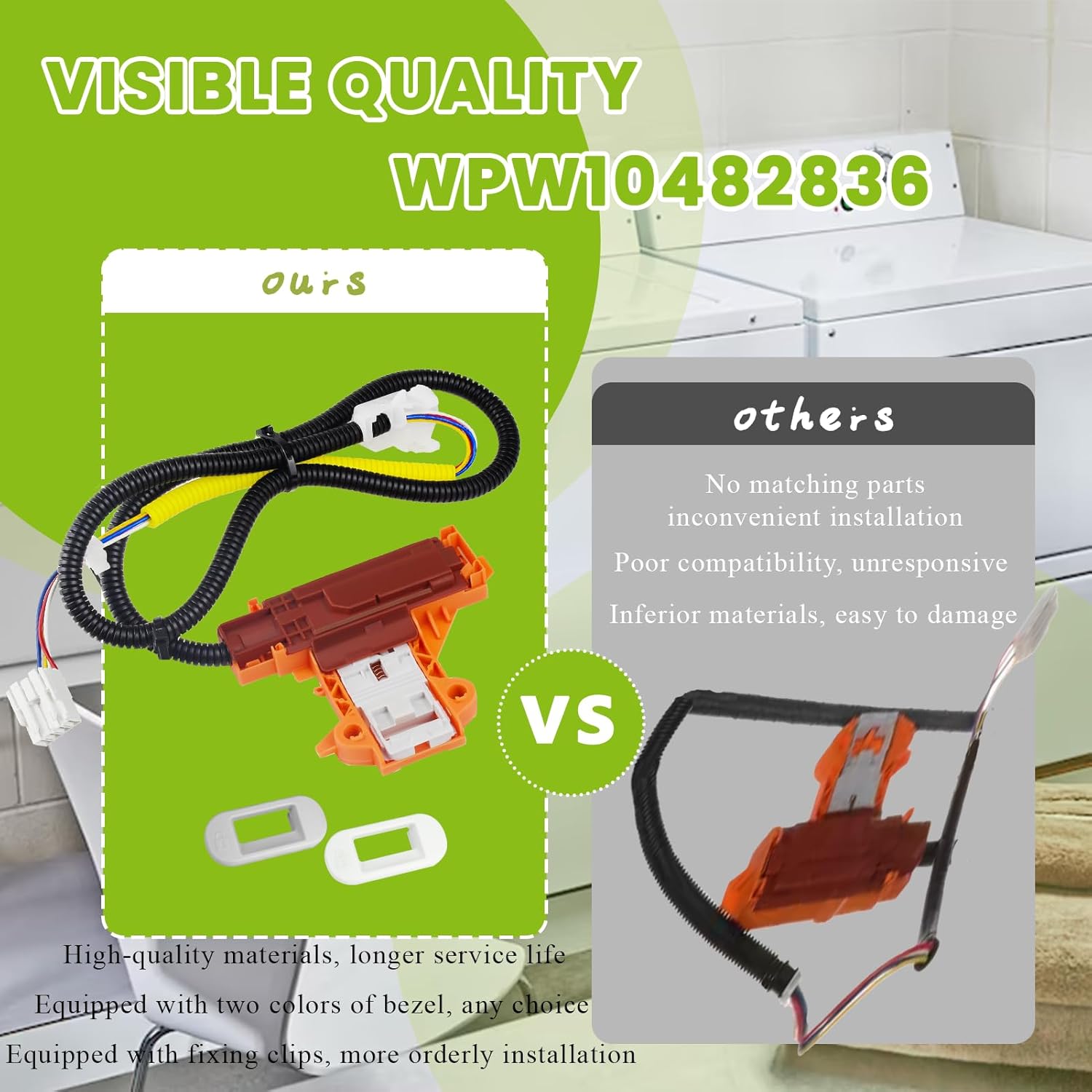 WPW10482836 Washing Machine Lid Lock & Latch Assembly Replace W10482836,PS11755478,AP6022148 Latch Compatible with Kenmore,Maytag MVW18PDBXW0 MVW18PRAWW0,Whirlpool CAE2745FQ0 Washer,2 Year Warranty