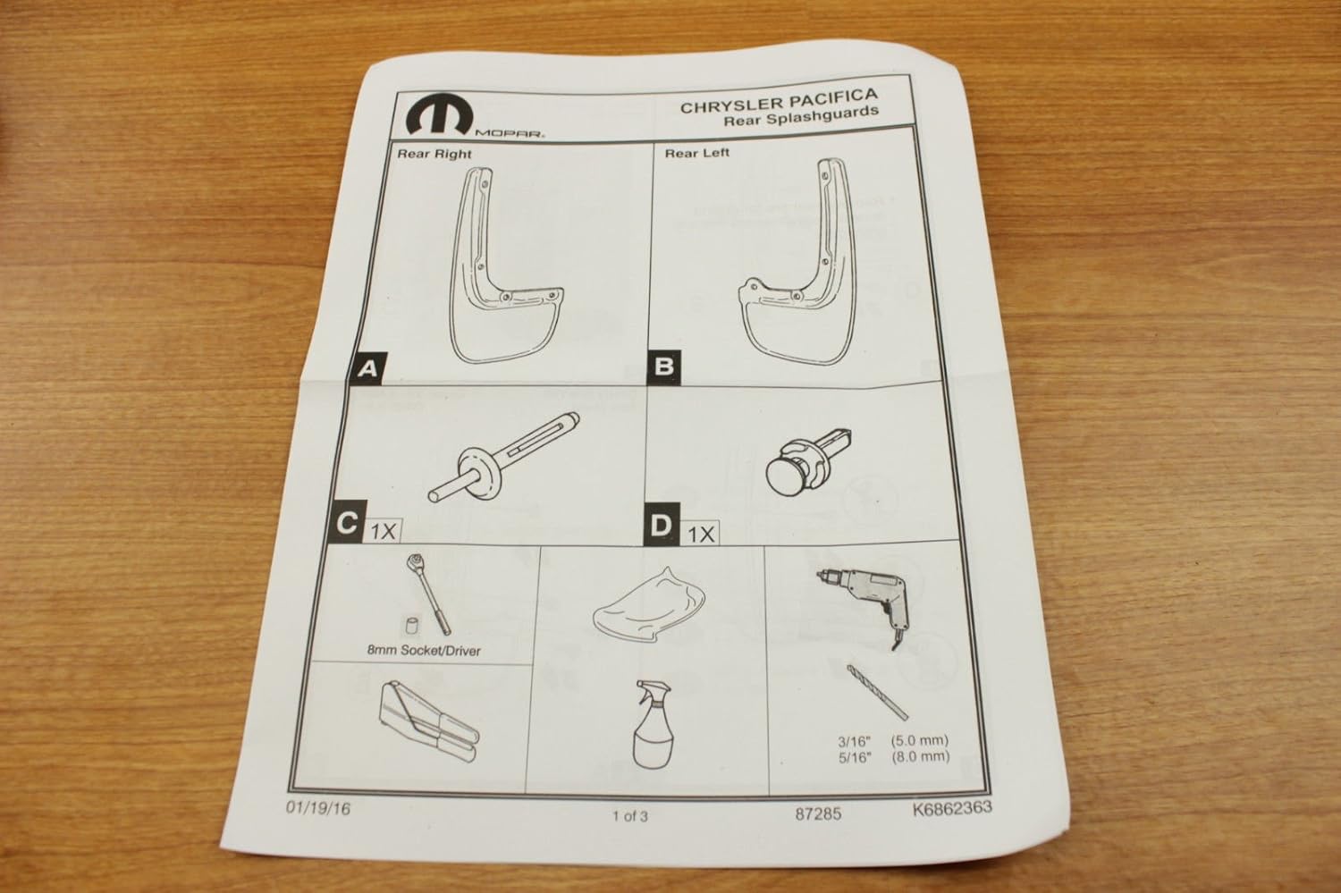 Chrysler Pacifica Rear Mud Flap Splash Guard Set Mopar OEM