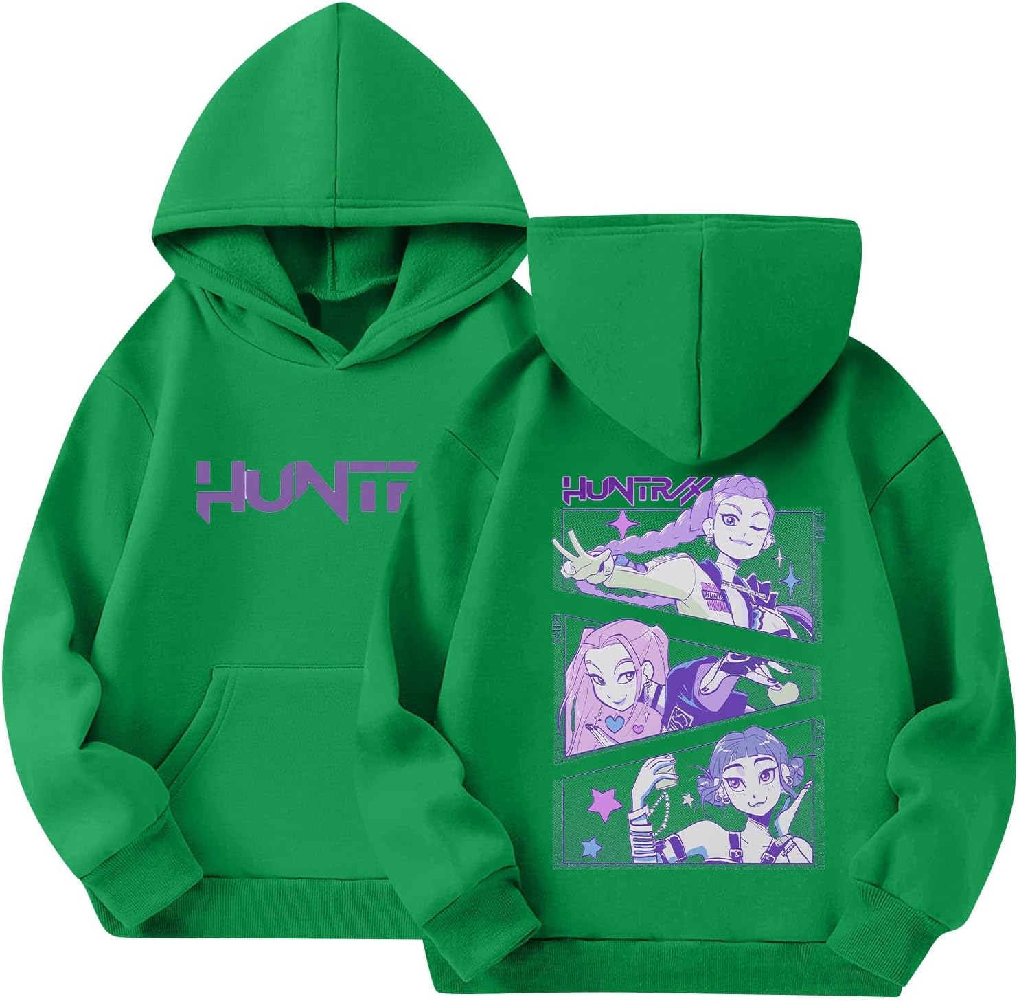 BCFSITNBH Huntrix Hoodies Girls Vintage Y2k Pullover Huntrix Huntr/X Hip Hop Streetwear Oversized Fashion Long Sleeve Hooded Sweatshirt for Kids