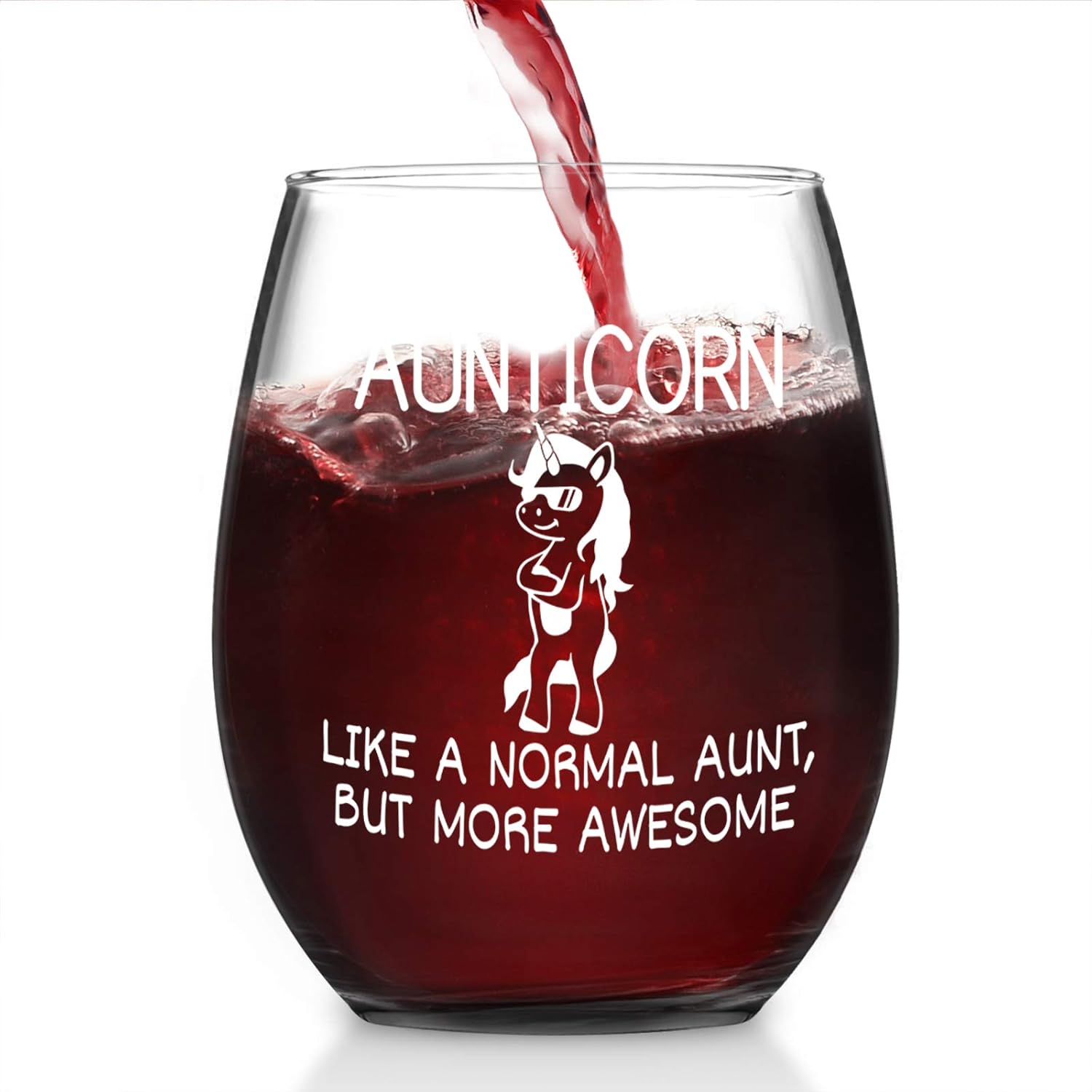 🔥 Crazy Deals Aunticorn Stemless Wine Glass, Aunt Gifts for Auntie Women Sister Mothers Day Christmas Birthday 15 Oz, Funny Unicorn Aunt Wine Glass Gifts from Niece Nephew