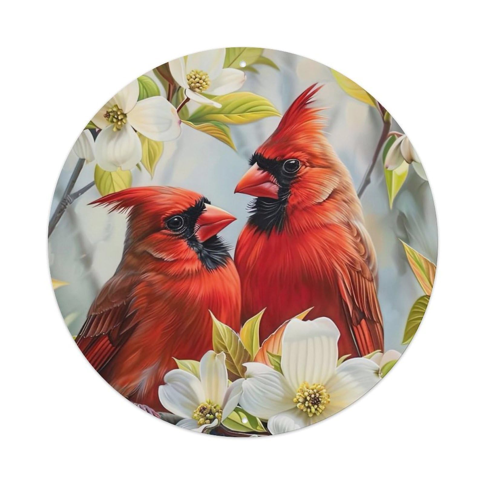 Animal Two Red Birds Metal Tin Sign