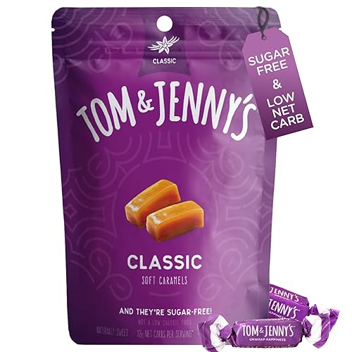 Tom  Jennys dulces de caramelo suave sin azúcar caramelo bajo en carbohidratos para dieta keto con xilitol y maltitol