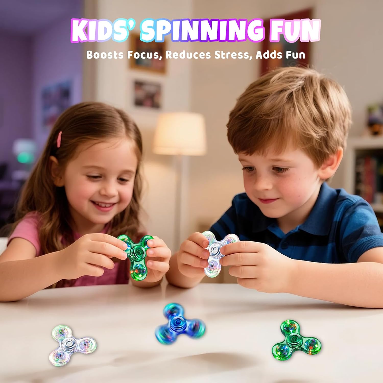 3-Pack Fidget Spinners, LED Light Up Fidget Toy for Kids and Adult, Glow in The Dark Stress Relief Toys, Party Favors and Gifts for Girls Boys, Hand Spinner for Focus Anxiety ADHD