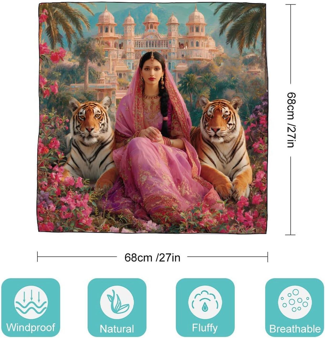 Beautiful Indian Woman Tiger Funny Bandana Multi-purpose Head Scarf