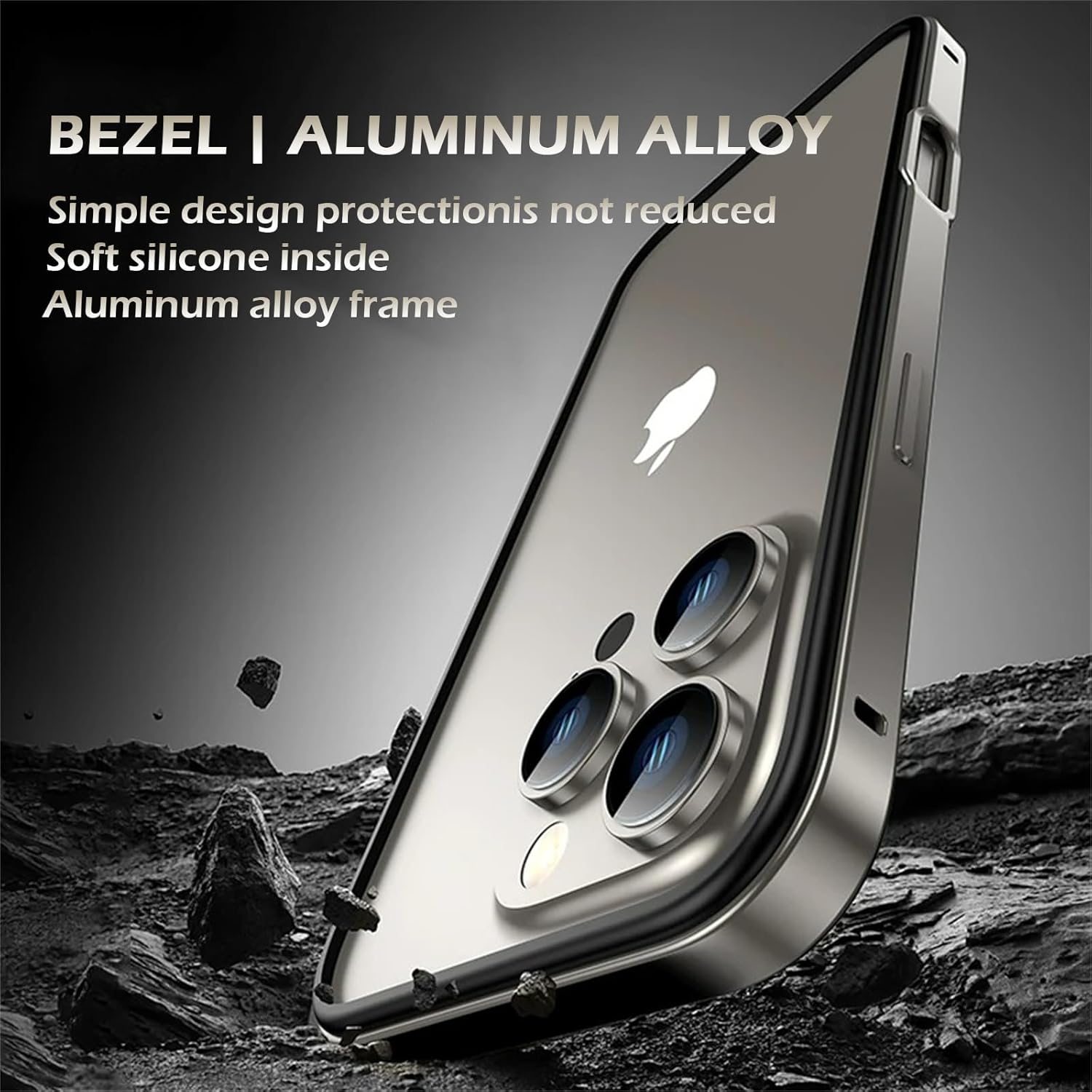 Case for iPhone 16 Pro Max/16 Pro/16 Plus/16, Ultra-Thin Premium Aluminum Alloy Metal Frame Soft Silicone Interior Scratch-Resistant Case with Metal Buttons (Black, 16 Pro)