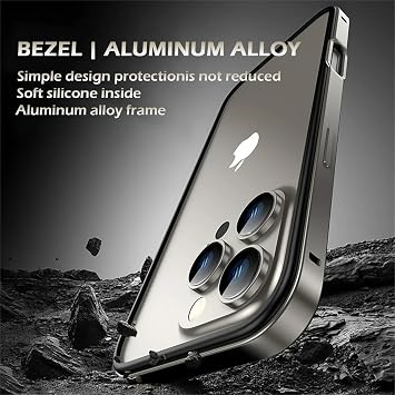 Case for iPhone 16 Pro Max/16 Pro/16 Plus/16, Slim No Back Design Excellent Heat Dissipation Aluminum Alloy Metal Frame Soft TPU Inner Bumper Raised Edge Protection