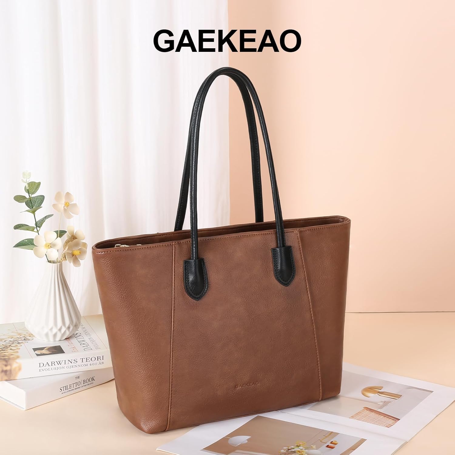 GAEKEAO Tote Bags for Women Top Handle Handbag Satchel Purse Vegan Leather Shoulder Bag with Zipper