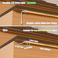 Vista 5 de Intelligent Motion Triggered LED Stair Lighting Kit KMG-3233, 60" Cuttable LED Strip Light for Indoor LED Stair Lights (Warm White 3000K,16 Stairs)