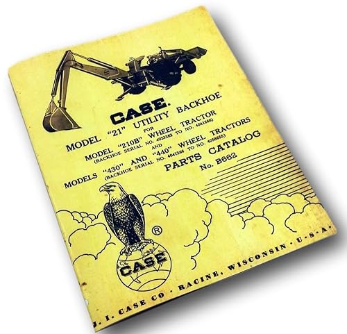 J I Case 21 Retroexcavadora utilidad para 210B 430 440 Tractores de rueda Manual de catálogo