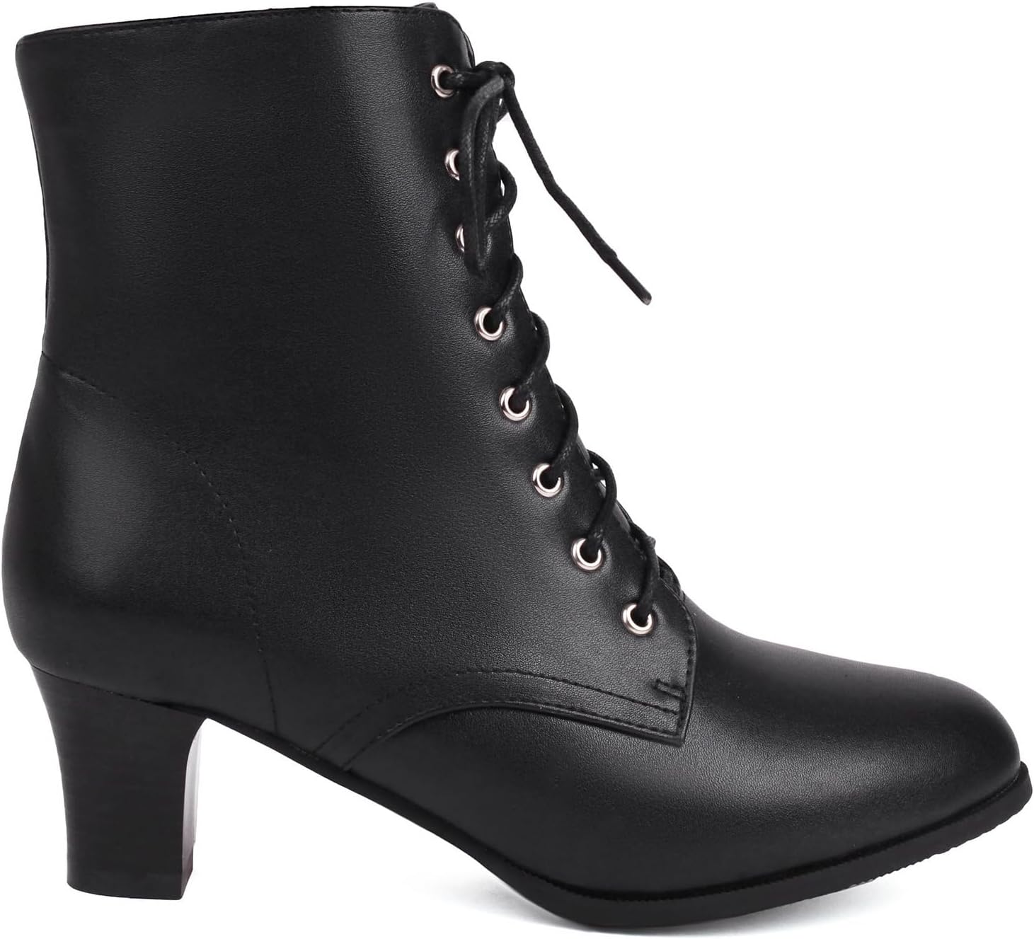 Betastella Women's Lace Up Booties Chunky Heel Ankle Boots Side Zip Short Boots Dress Shoes - Image 4