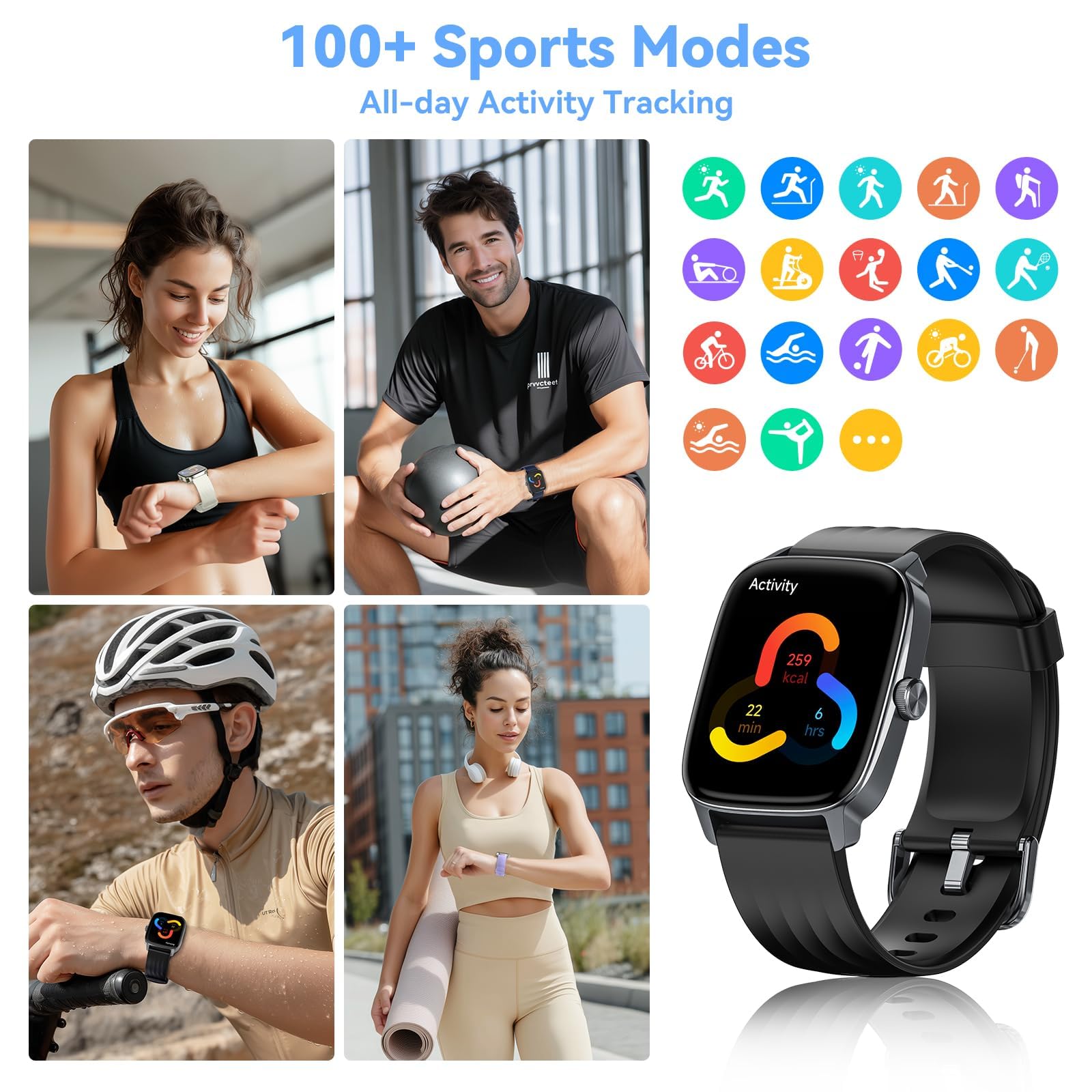 Pedometer Watch No APP/Phone Required, 1.85" Display Fitness Tracker Watch with Pedometer, Calories & Step Counter, Waterproof Smart Watches with Heart Rate Monitor, Sleep Tracking for Women Men