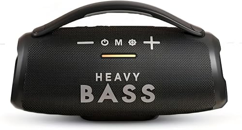 Heavy Bass 30W Wireless Portable Bluetooth Speaker with Built-In Microphone, USB-C Charging, Black