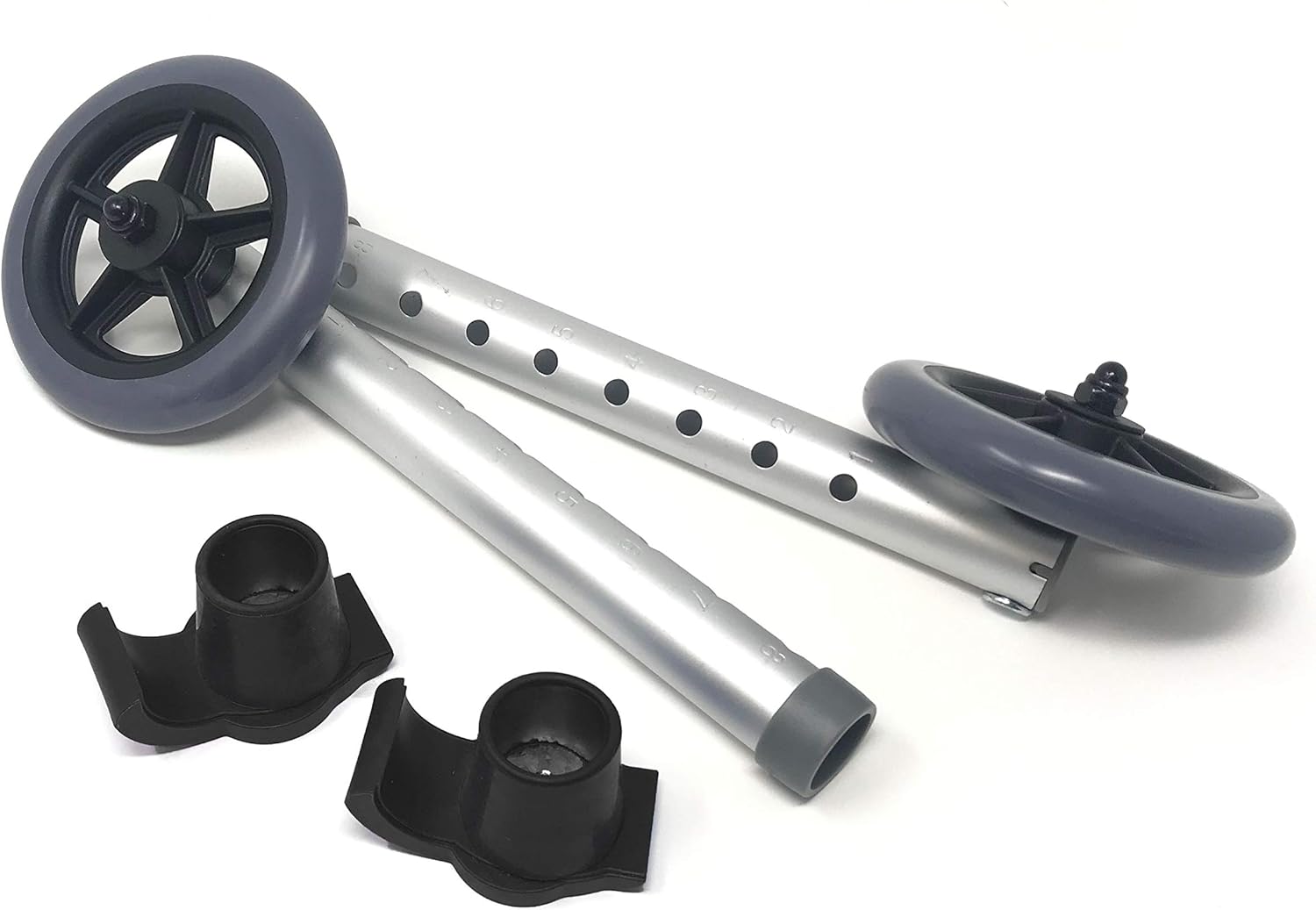 Universal 5" Walker Wheel Kit with Heavy Duty Ski Glides (Black) : Health & Household
