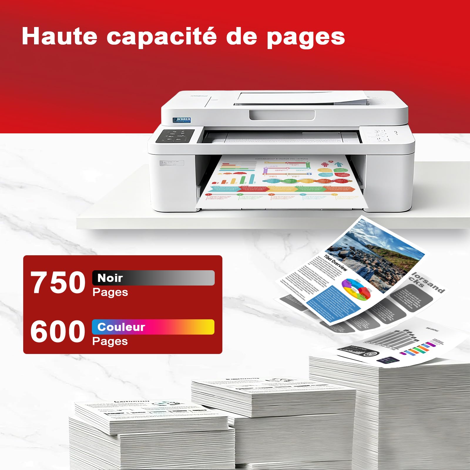 Skyink 560XL 561XL Cartouche d'encre Remplacement pour Cartouche Canon 560 561 XL PG560XL CL561XL Compatible pour ts5350i ts5350a ts5351i ts5350 ts5351a ts7450i ts7450a Imprimante (2 Noir, 2 Couleur)