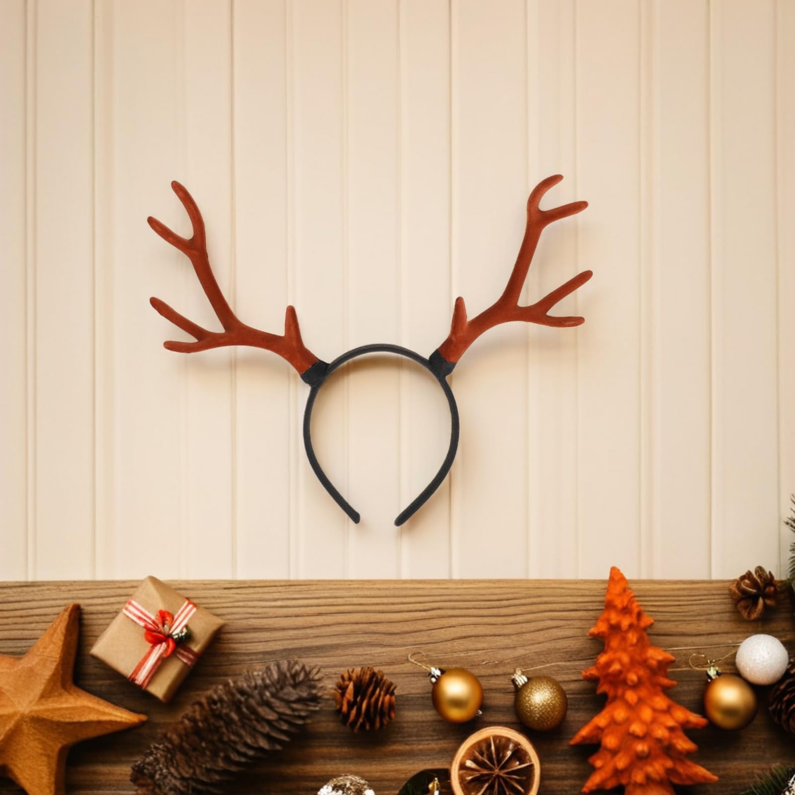 CLISPEED 1PC Christmas Antler Headband, Brown Reindeer Antlers Hairband, Fun Xmas Party Hair Accessory, 30 x 27 x 4 cm - Image 3
