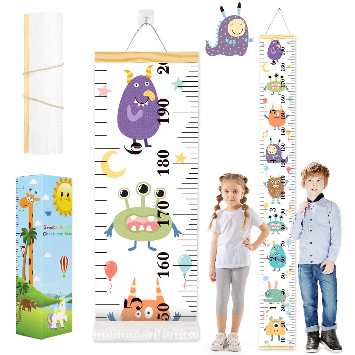 Metro per bambini in tela rimovibile barra di misurazione arrotolabile altimetro decorazione da parete