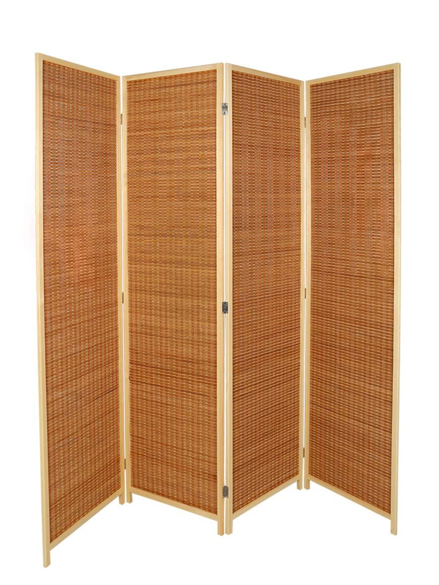 YATAI Bamboo wooden Room Dividers and Folding Privacy Screens 4 Panel