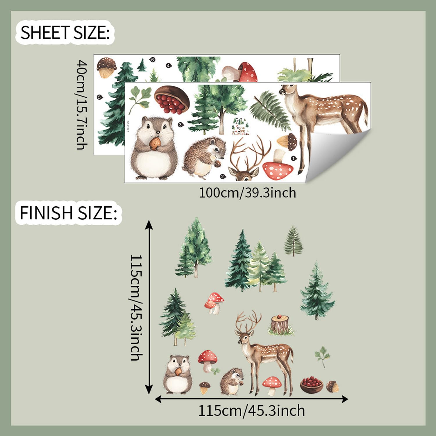 Large Pne Tree Decals Pne Tree Wall Stckers Nursery Wall Decor Peel And Stck Vnyl Decal...