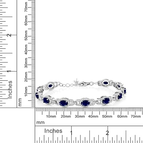 Miniatura 4 de Gem Stone King Pulsera de tenis de plata de ley 925 con zafiro azul para mujer 971 unidades piedra natal de piedras preciosas 7 pulgadas con