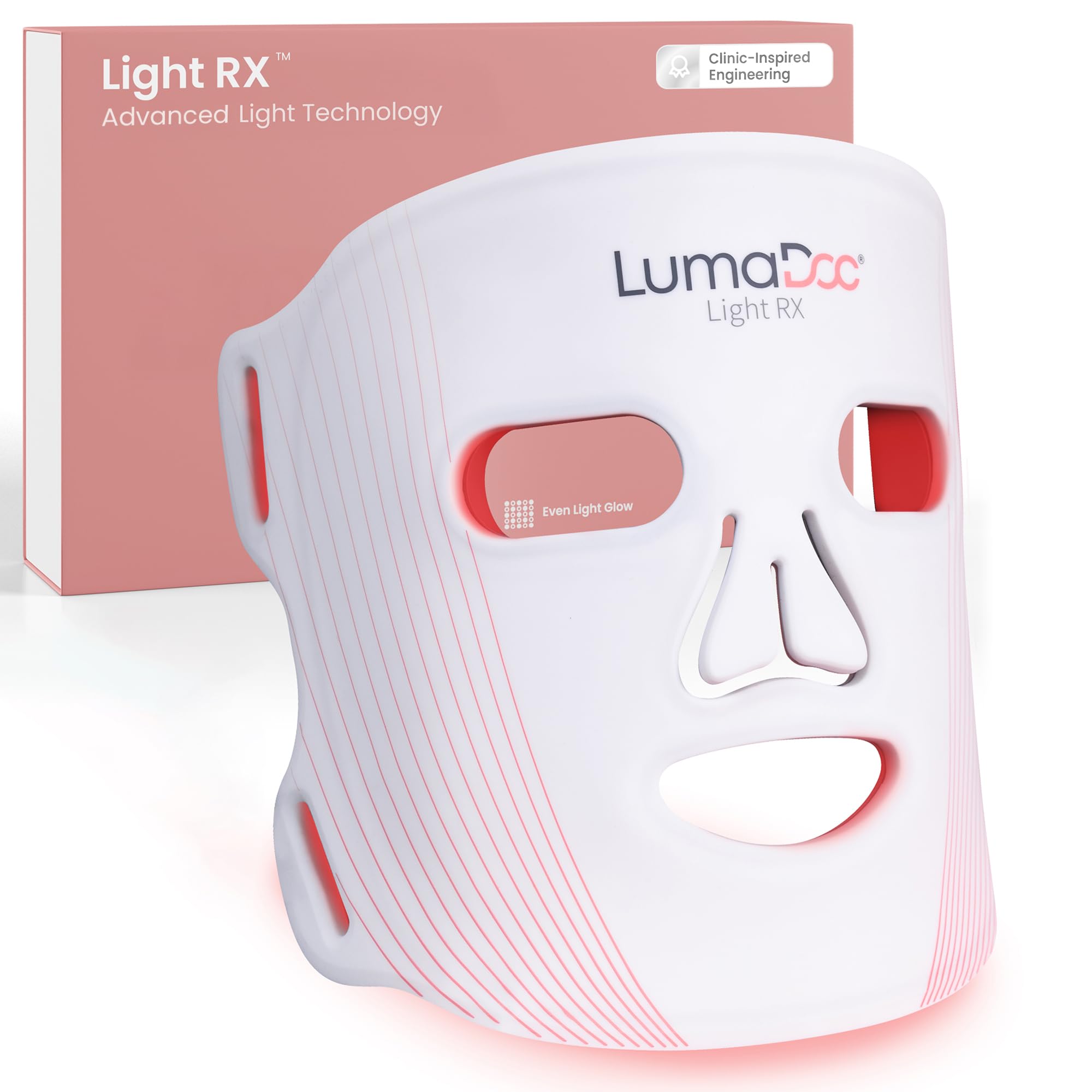 Masque Facial LED de Luminothérapie, Light RX, 96 LED Puissantes et Avancées, Rechargeable, 4 Modes, 3 Longueurs d'Onde Optimisées, Rouge, Proche Infrarouge NIR, Bleu