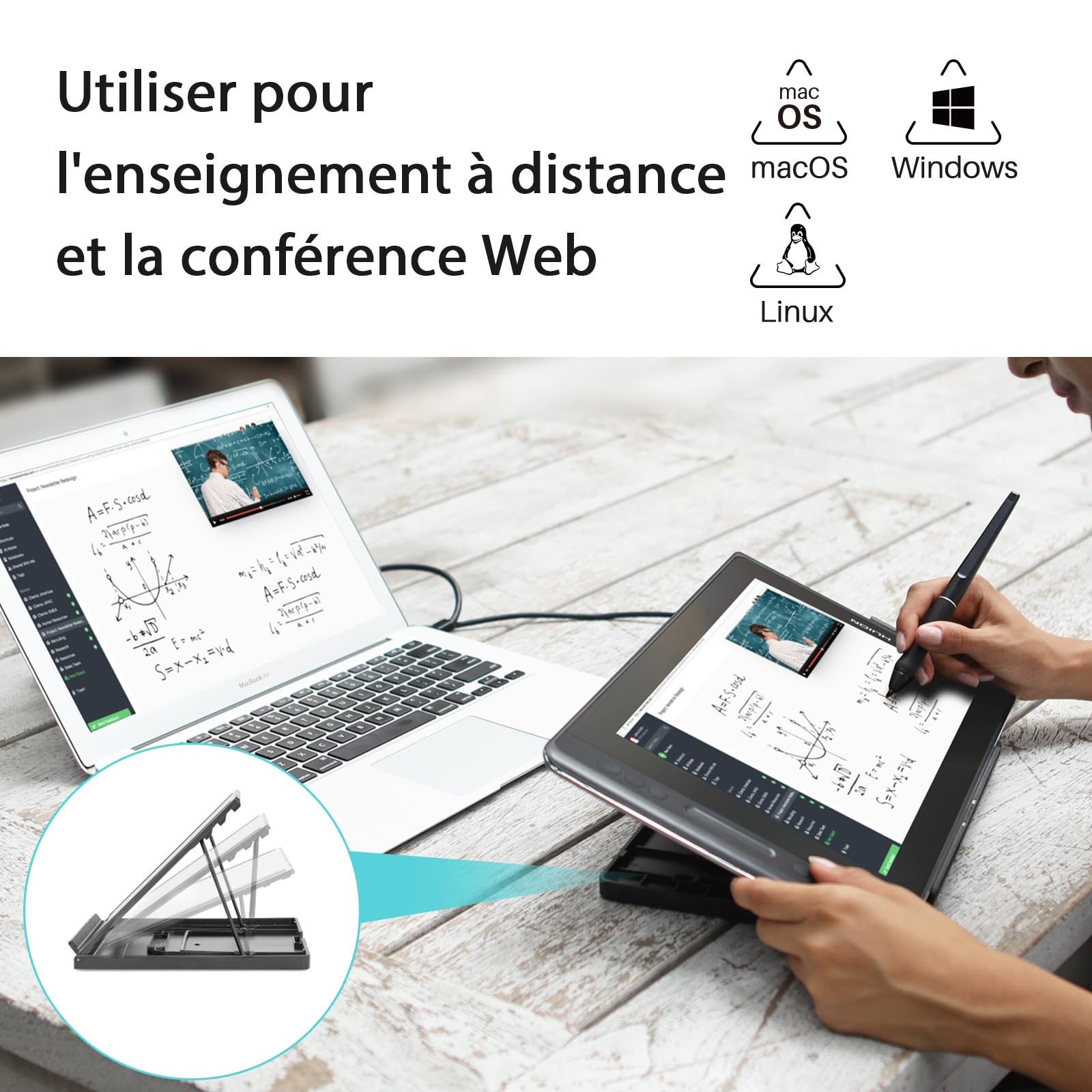 HUION KAMVAS Pro 13 Tablette Graphique Écran HD 13.3 Pouces Moniteur Dessin Compatible Chromebook Windows Mac