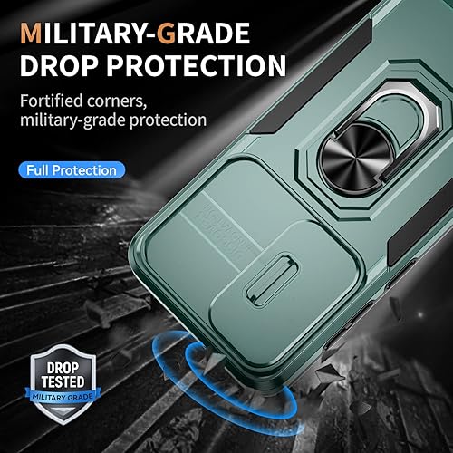 Miniatura 6 de Funda para Samsung Galaxy S23 5G con cubierta deslizante para cámara y protector de pantalla de vidrio templado, soporte de anillo, protección de