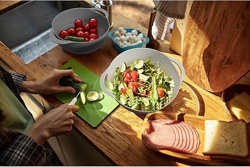 Miniatura 7 de Tazones de mezcla para cocina, juego de 13 cuencos de plástico para anidar, incluye 2 tazones para mezclar, 1 colador, 1 tamiz, 4 tazas medidoras, 5