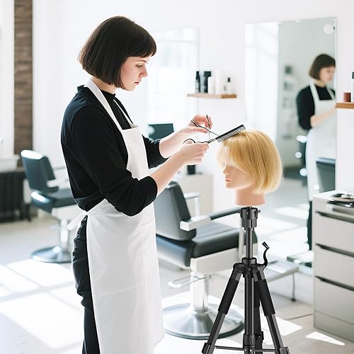 Miniatura 8 de Retbtnm Trípode para peluca, soporte de cabeza de maniquí de 54 pulgadas, soporte resistente para peinar peluca con gancho, soporte de cabeza de