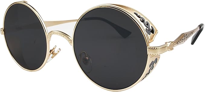 Steampunk Men&rsquo;s Clothing Hippie Retro Vintage John Lennon Glasses Round Circle Sunglasses for women men Metal Frame Shades Eyewear  AT vintagedancer.com