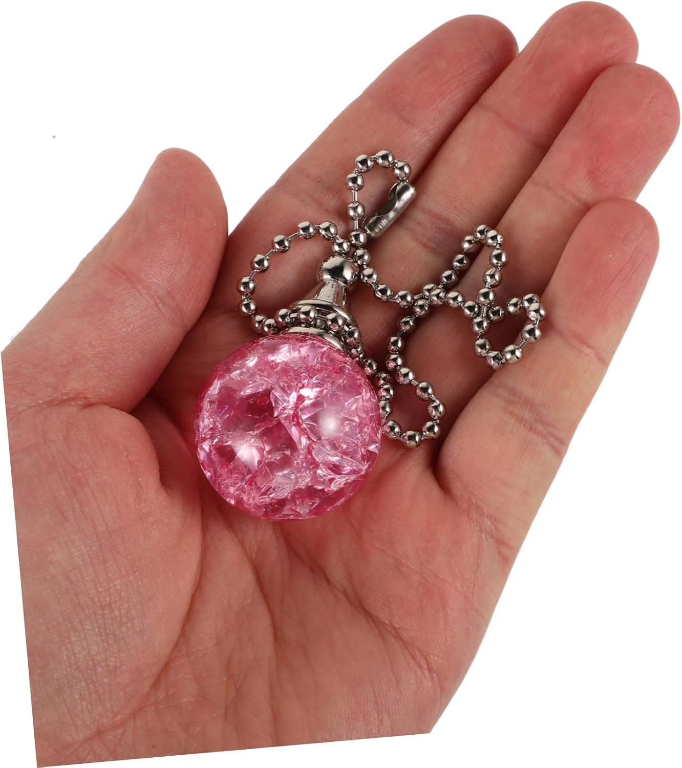 2pcs Decorative Crystal Ball Ceiling Fan Pull Chain Easy Install Lamp Accessories for Ceiling Light Fan Replacement Elegant Pink Design for Home Decor