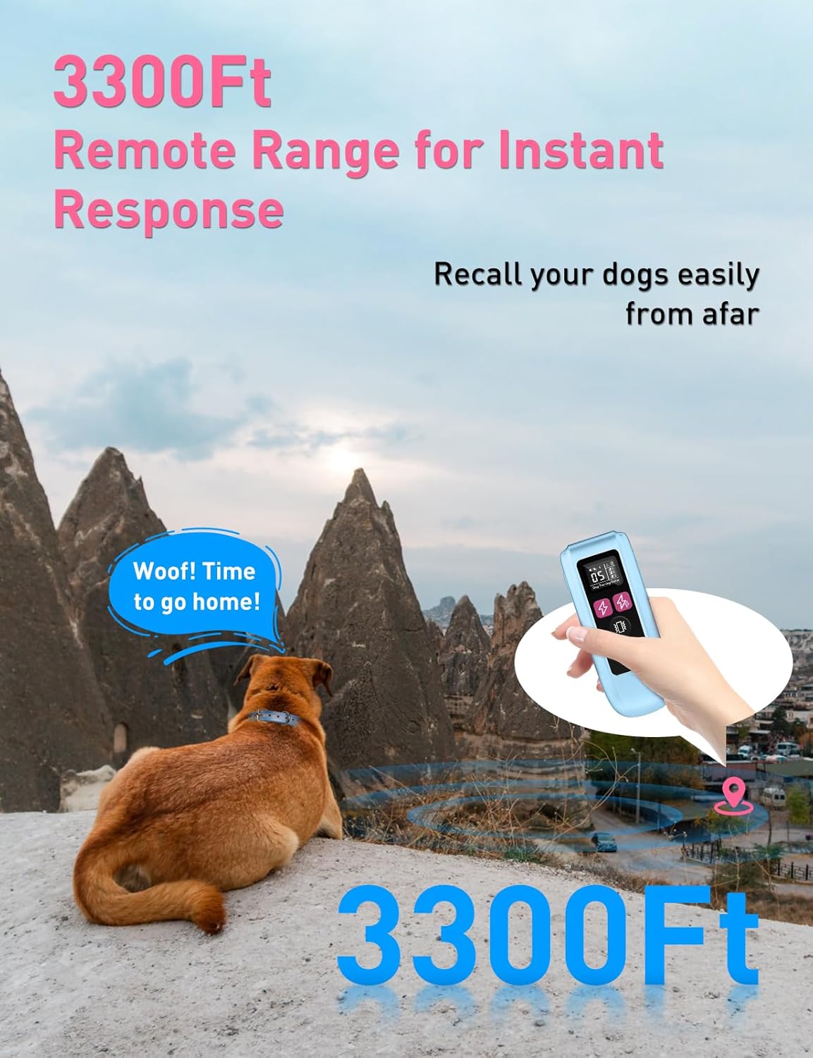 Dog Training Collar (10-120lbs) 3300Ft IPX7 Waterproof Training Collar for 2 Dogs with Beep, Vibration, Static and Boost Static, 4 in 1 Dog Bark Collar with Remote for Small Medium Large Dogs