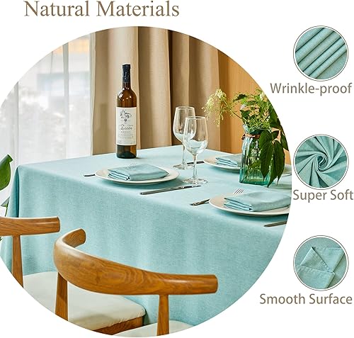 Miniatura 3 de Mebakuk Mantel rectangular de lino para casa de campo, impermeable, antiencogimiento, suave y resistente a las arrugas, mantel decorativo de tela