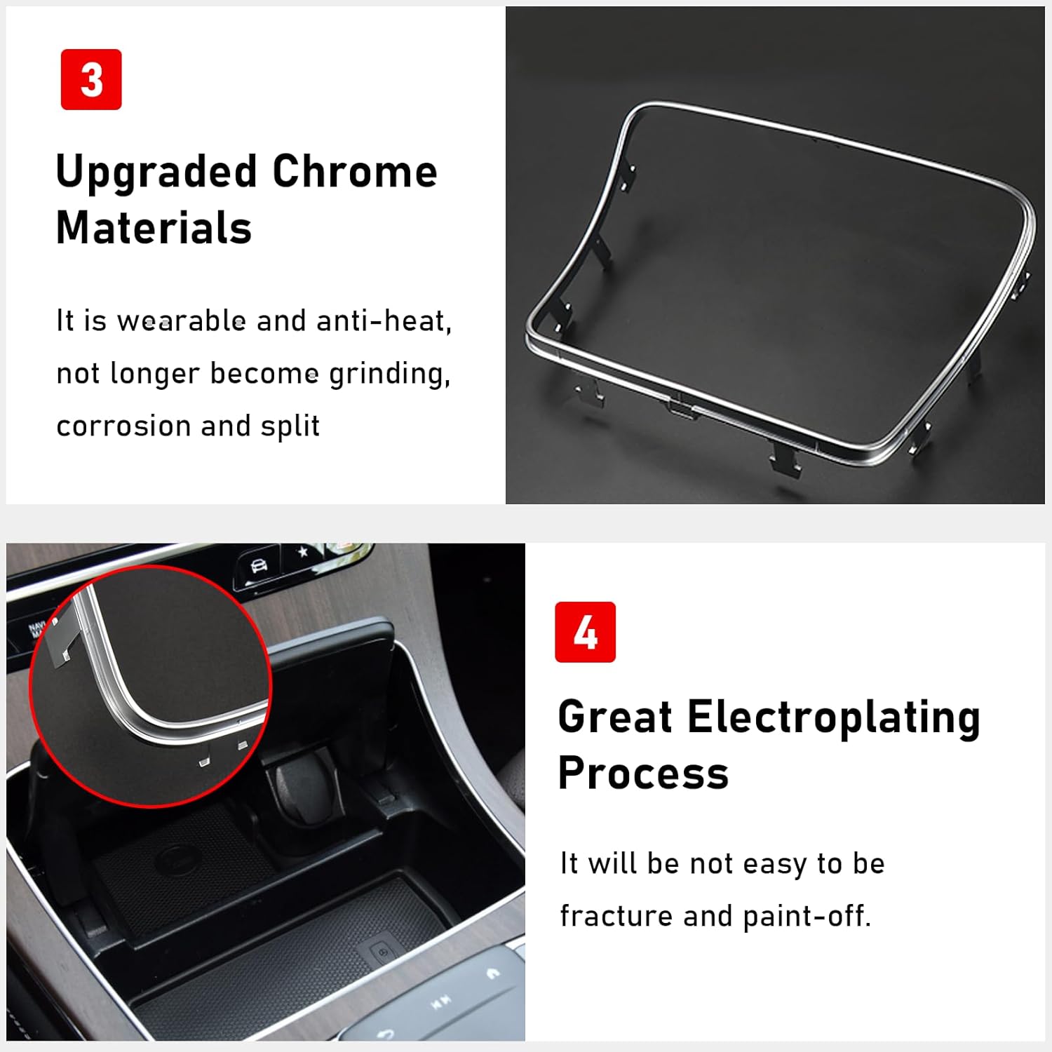 TTCR-II Compatible with Mercedes Benz Center Cup Holder Trim, for C Class GLC Class Center Console Cup Holder Trim 205 683 0900, for 2015-2021 W205 C300 C400 C63 and 2016-2023 W253 GLC 300
