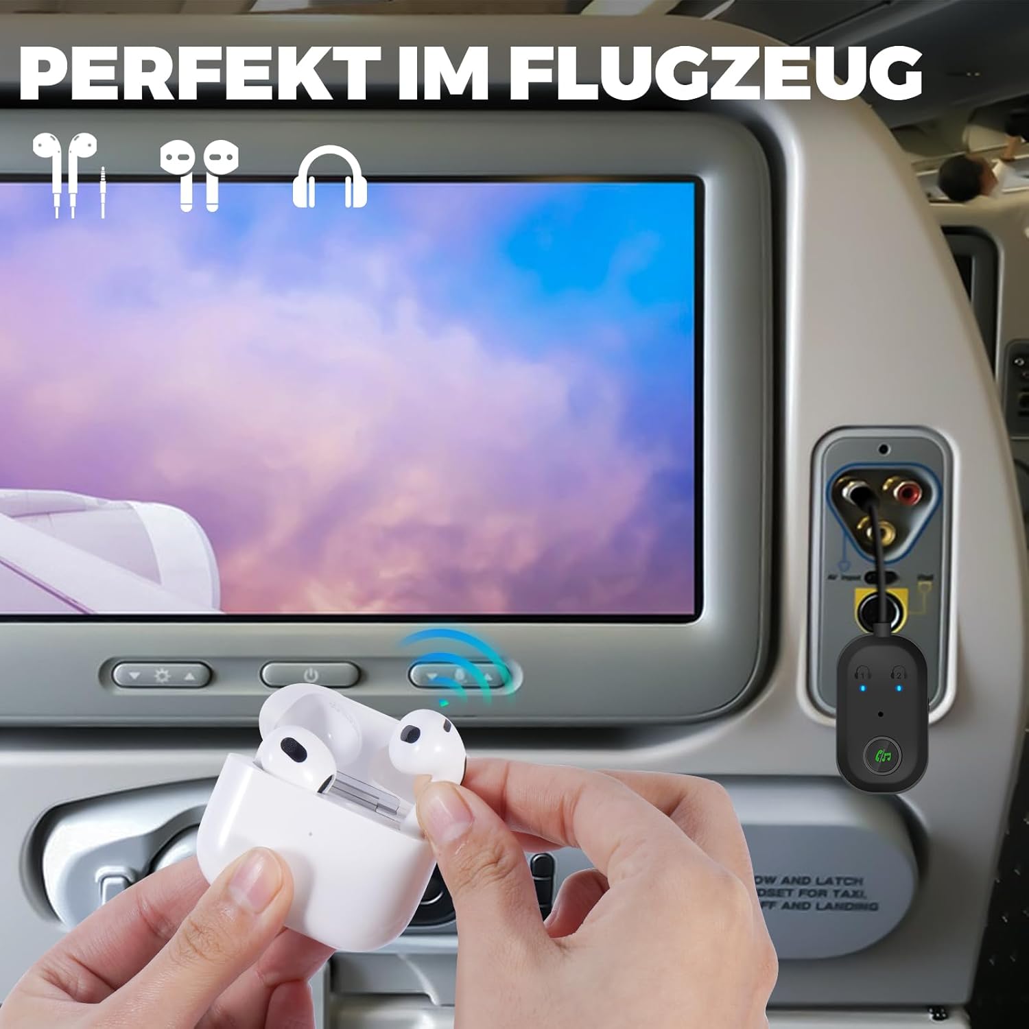 YIIFELL Bluetooth adapter used in an airplane in TX mode