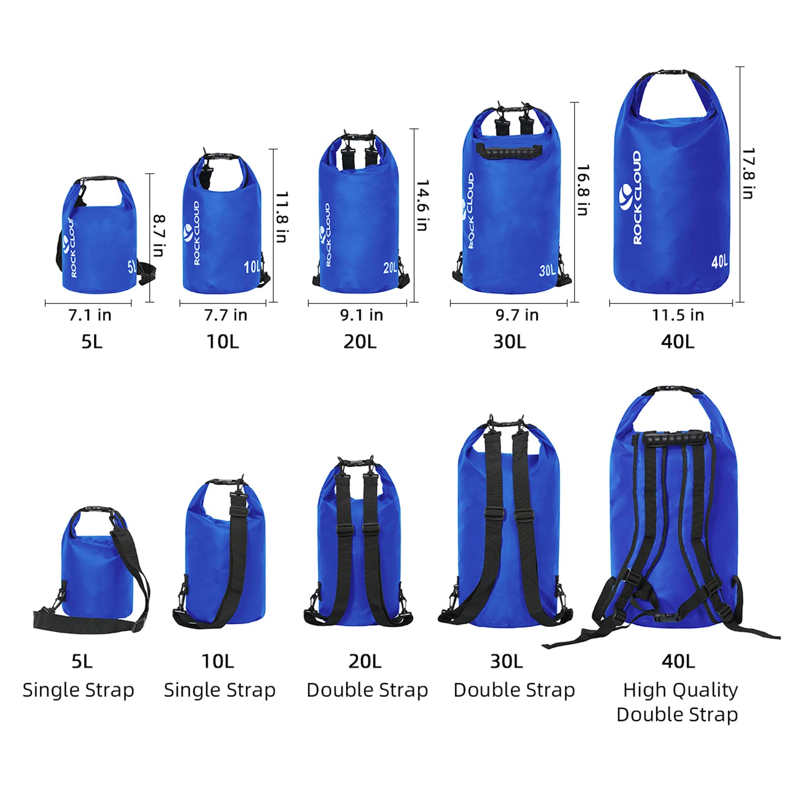 ROCK CLOUD Dry Bag Waterproof 20L Dry Sack for Kayaking Rafting Boating Beach Surfing Swimming Canoe Camping Hiking Fishing Ski - Image 2
