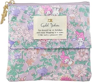 纸巾袋 三丽鸥卡通形象 LIBERTY PRINT 迷你小包 化妆包 花朵图案 成熟可爱 纤细 小巧 日本制造 (美乐蒂·派对 紫色)