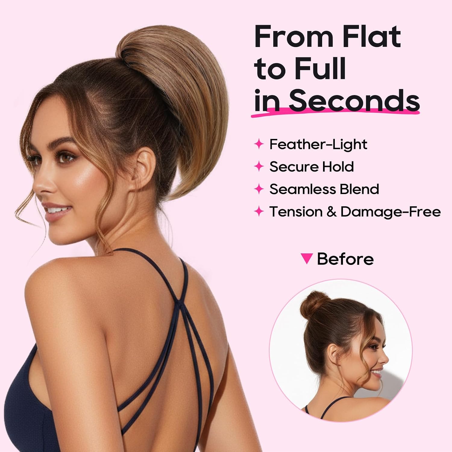 REECHO Ponytail Extension, 8" Short Mini Claw Clip Pony Tail Hair Extensions Natural Soft Feather-Light Tension-Free Ponytail Hairpiece for Women - Honey Blonde with Highlights