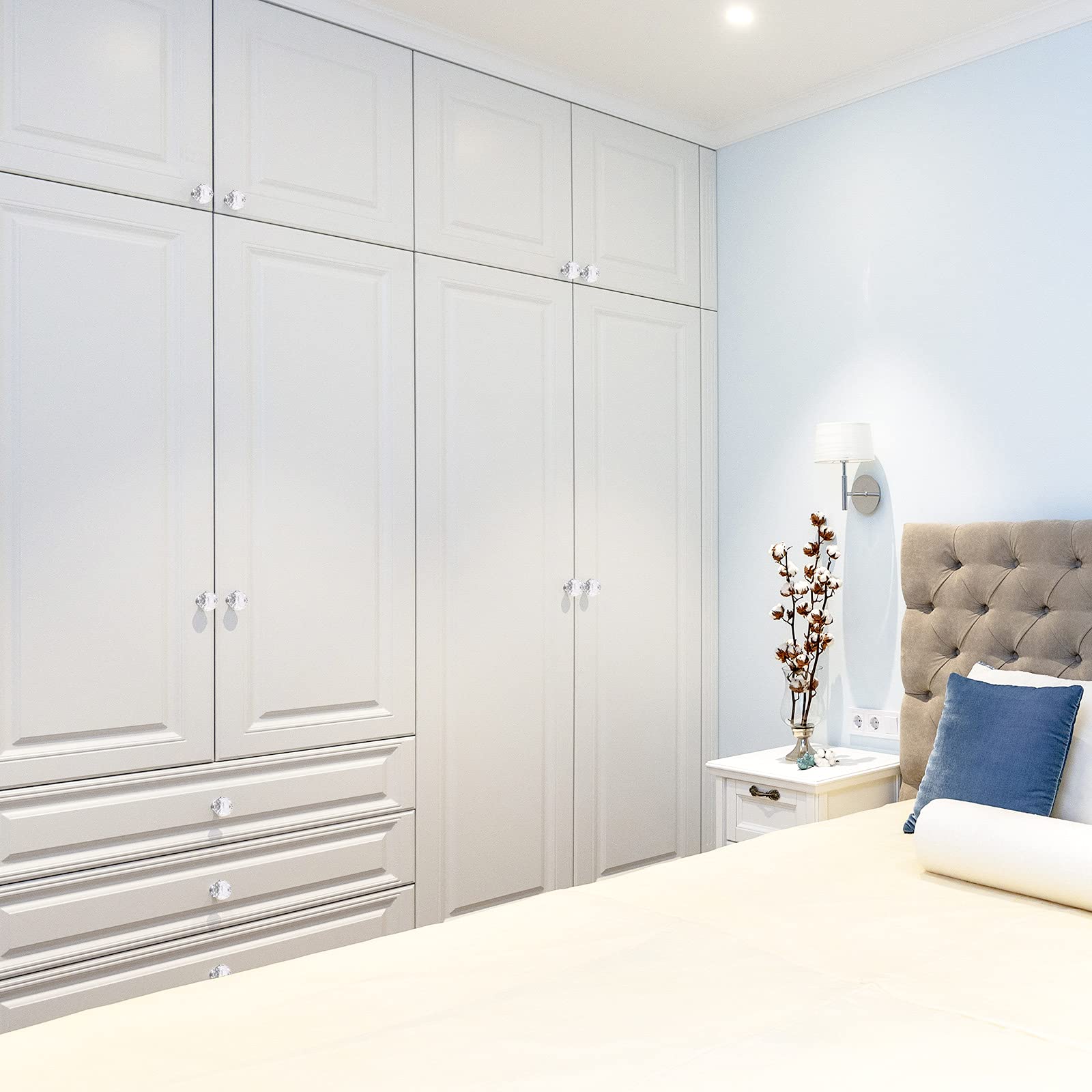 FURNIWARE 12 pezzi pomelli per cassetti in cristallo, 40 mm in lega di zinco cristallo maniglia per pomelli per mobili maniglie per guardaroba maniglie per mobili maniglie moderne