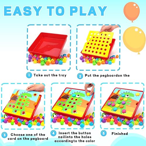 Miniatura 3 de AluAbi Juguetes de arte con botones para niños pequeños (dinosaurio)