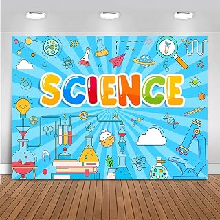 Mocsicka 7x5ft Science Backdrop Chemical Laboratory Mad Science Sciencist Birthday Party Decorations Classroom Blue Science Theme Fair Birthday Banner Decor Supplies